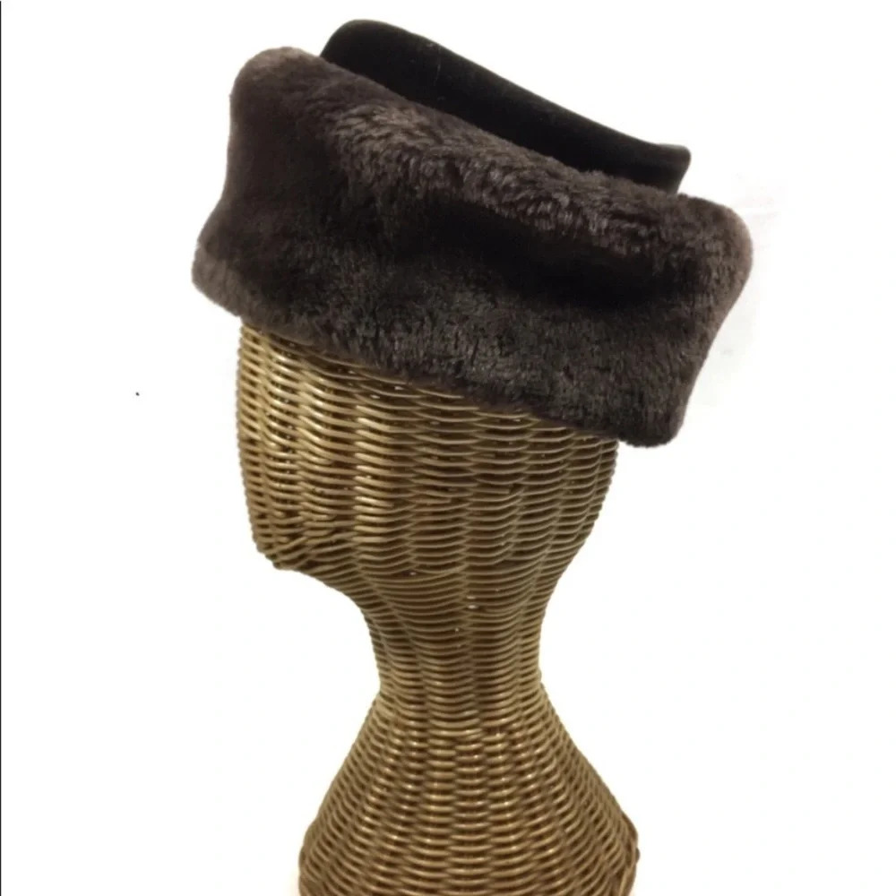 Classic Faux Fur Fold-Over Hat in Brown